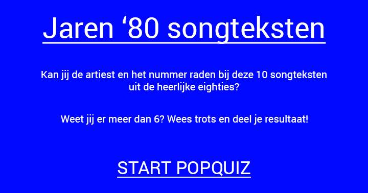 Herken jij deze hits uit de jaren '80?